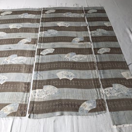 Listing 13 of 17 for Vintage Japanese Fabric Old Printed Silk Kimono Panels X3