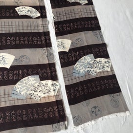 Listing 10 of 17 for Vintage Japanese Fabric Old Printed Silk Kimono Panels X3