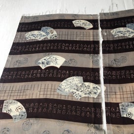 Listing 9 of 17 for Vintage Japanese Fabric Old Printed Silk Kimono Panels X3