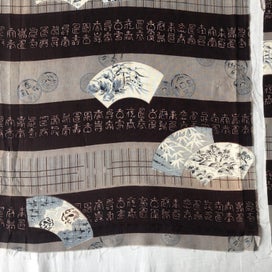 Listing 11 of 17 for Vintage Japanese Fabric Old Printed Silk Kimono Panels X3