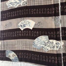 Listing 12 of 17 for Vintage Japanese Fabric Old Printed Silk Kimono Panels X3