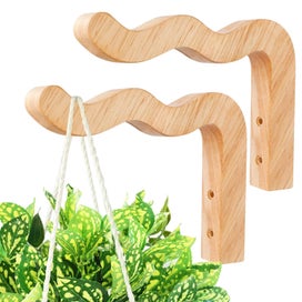 Listing 1 of 7 for 2-Pack Wall Plant Hanger Hooks, 6.8" Wooden Indoor/Outdoor Basket Hooks