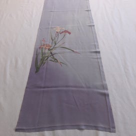 Listing 2 of 20 for Vintage Lilac Purple Japanese Silk Floral Fabric Piece Printe Iris Kimono Panel