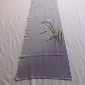 Listing 14 of 20 for Vintage Lilac Purple Japanese Silk Floral Fabric Piece Printe Iris Kimono Panel