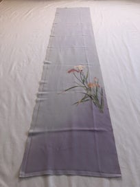 Listing 16 of 20 for Vintage Lilac Purple Japanese Silk Floral Fabric Piece Printe Iris Kimono Panel