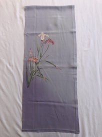 Listing 17 of 20 for Vintage Lilac Purple Japanese Silk Floral Fabric Piece Printe Iris Kimono Panel