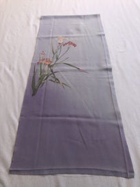 Listing 18 of 20 for Vintage Lilac Purple Japanese Silk Floral Fabric Piece Printe Iris Kimono Panel