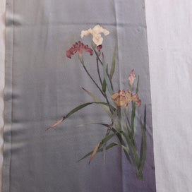 Listing 15 of 20 for Vintage Lilac Purple Japanese Silk Floral Fabric Piece Printe Iris Kimono Panel