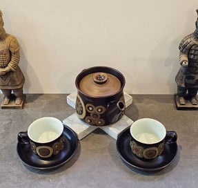 Listing 5 of 8 for Vintage Denby Arabesque Tea Set. Teapot, Four Teacups, & Four Saucers. As New.