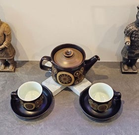 Listing 7 of 8 for Vintage Denby Arabesque Tea Set. Teapot, Four Teacups, & Four Saucers. As New.