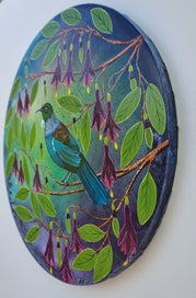 Listing 5 of 20 for Tui Bird and Tree Fuchsia Blossoms- 'A Splash Of Joy '