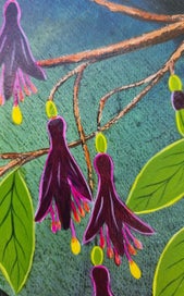 Listing 9 of 20 for Tui Bird and Tree Fuchsia Blossoms- 'A Splash Of Joy '
