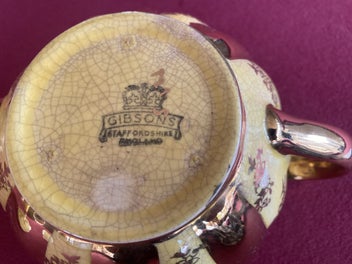 Listing 4 of 5 for Vintage Gibsons Hand Decorated Tea Pot Gold and Yellow