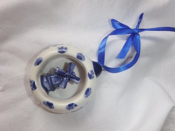 Listing 1 of 5 for Delft Hand Painted Dutch Windmill Christmas Ornament Holland - NEW