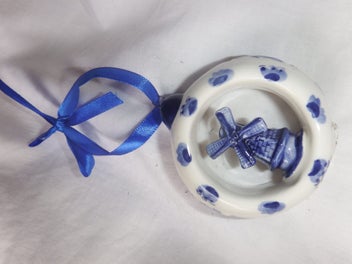 Listing 2 of 5 for Delft Hand Painted Dutch Windmill Christmas Ornament Holland - NEW