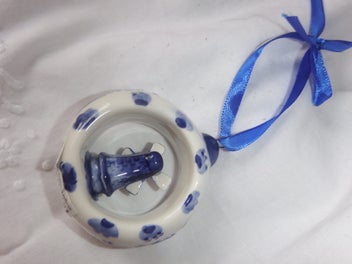 Listing 4 of 5 for Delft Hand Painted Dutch Windmill Christmas Ornament Holland - NEW