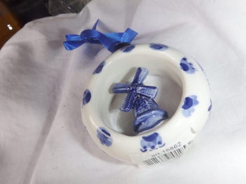 Listing 5 of 5 for Delft Hand Painted Dutch Windmill Christmas Ornament Holland - NEW