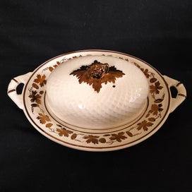 Listing 2 of 9 for F) 2 X VINTAGE WADE HAND PAINTED DOMED BUTTER KEEPERS BRONZE/GOLD c1950’s