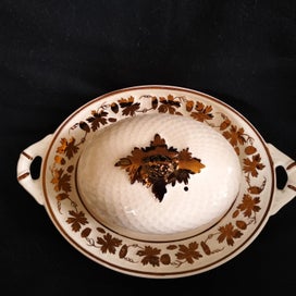 Listing 1 of 9 for F) 2 X VINTAGE WADE HAND PAINTED DOMED BUTTER KEEPERS BRONZE/GOLD c1950’s