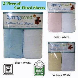 Listing 2 of 2 for Assorted 2 Piece Of Little One Cot Cotton Fitted Sheet Blue & White