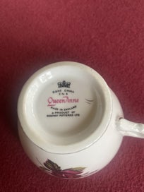 Listing 3 of 7 for Vintage Queen Anne White Red Roses Gold Trim Tea Cup Saucer and Plate