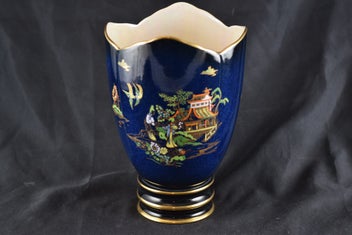 Listing 1 of 5 for Carlton Ware Bleu Royale Vase - Oriental Willow Pattern