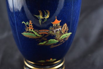Listing 3 of 5 for Carlton Ware Bleu Royale Vase - Oriental Willow Pattern