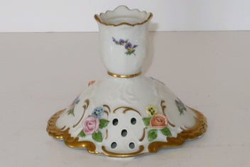 Listing 1 of 4 for ***STRIKING GERMAN LINDNER PORCELAIN FLOWER CANDLESTICK***