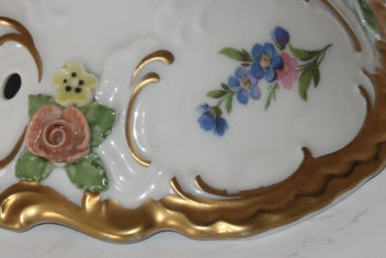 Listing 3 of 4 for ***STRIKING GERMAN LINDNER PORCELAIN FLOWER CANDLESTICK***