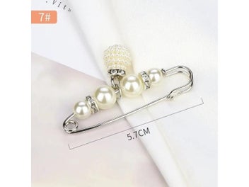 Listing 1 of 9 for 2/4Pcs Pearl Brooch Pins Sweater Shawl Clips Faux Pearl Rhinestones Collar