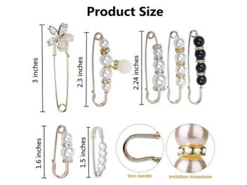 Listing 5 of 9 for 2/4Pcs Pearl Brooch Pins Sweater Shawl Clips Faux Pearl Rhinestones Collar