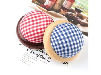 Listing 4 of 9 for 1Pc Ball Shaped DIY Craft Needle Pin Cushion Holder With Wood Bottom Sewing Pin