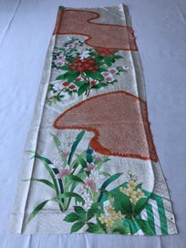 Listing 15 of 16 for Vintage Japanese Rinzu Silk Hand Shibori Dyed Floral Print Kimono Panel Fabric