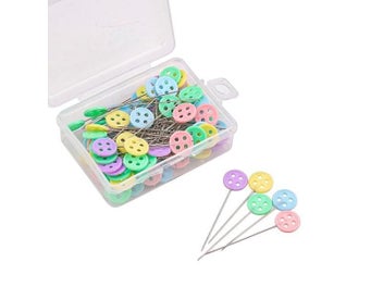 Listing 3 of 7 for 100pcs/Box Dressmaking Pins Button Head Patchwork Needle Pins Positioning Pins