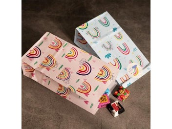 Listing 4 of 8 for Small Paper Bags Rainbow Printed Candy Cookie Bag Pink Blue Kids Birthday Party