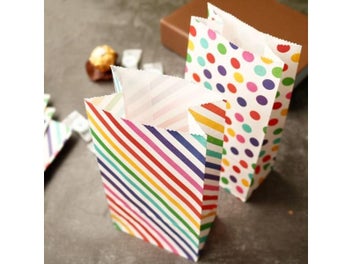Listing 5 of 8 for Small Paper Bags Rainbow Printed Candy Cookie Bag Pink Blue Kids Birthday Party
