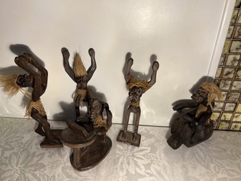 Listing 5 of 13 for Vintage Wood Carving Tribal 5 men