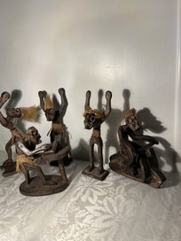Listing 11 of 13 for Vintage Wood Carving Tribal 5 men