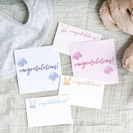 Listing 2 of 2 for Cards White Congratulations Bunny Pink (10x6.5cmH) Pack 50