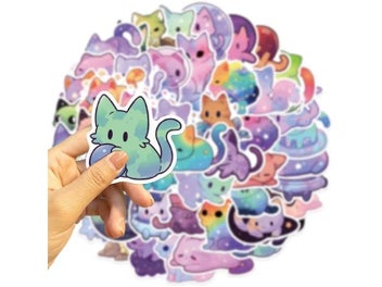 Listing 4 of 8 for 10/30/50PCS Cute Starry Sky Cat PVC Sticker Aesthetic Chidlren's Stationery