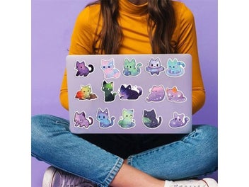 Listing 5 of 8 for 10/30/50PCS Cute Starry Sky Cat PVC Sticker Aesthetic Chidlren's Stationery