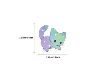 Listing 6 of 8 for 10/30/50PCS Cute Starry Sky Cat PVC Sticker Aesthetic Chidlren's Stationery