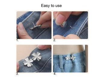Listing 6 of 9 for 1PCS Four Leaf Clover Tightener Adjustable Waist Buckle For Jeans No Sewing