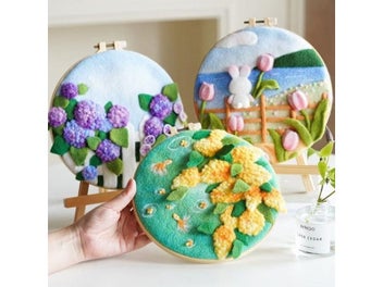 Listing 3 of 9 for 20x20cm DIY Wool Painting Kits With Frame Modern Creative DIY Wool Needle Felt