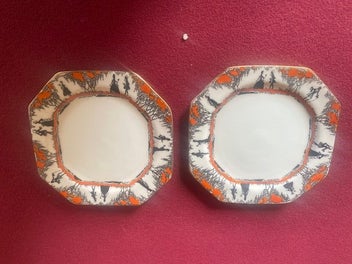 Listing 1 of 8 for Vintage Paragon Silhouette Plates and Saucers Orange and Black 1920s