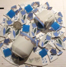 Listing 1 of 3 for MOSAICS~ "Lovely Mini Half Cups & Tulips!"~ Hand Cut Porcelain & Tile Mix!