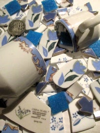 Listing 2 of 3 for MOSAICS~ "Lovely Mini Half Cups & Tulips!"~ Hand Cut Porcelain & Tile Mix!
