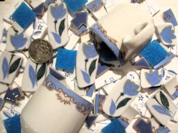 Listing 3 of 3 for MOSAICS~ "Lovely Mini Half Cups & Tulips!"~ Hand Cut Porcelain & Tile Mix!