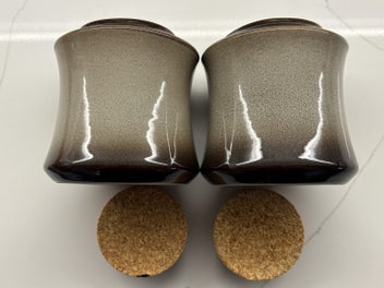 Listing 3 of 5 for Temuka NZ Pottery: TWO "Cobblestone" Canisters / Storage Jars with cork lids