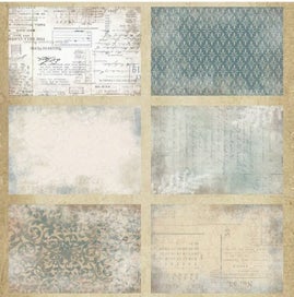 Listing 2 of 4 for - A5 - Paper/Card Stock - Blue Plaid Geometric - 12 pcs - 140gsm